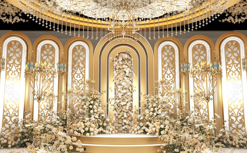 南部香槟色调婚礼堂效果展示